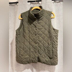Eileen Fisher Olive Quilted Vest